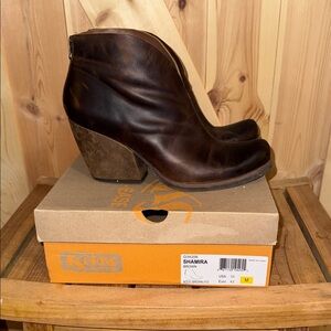 Kork-Ease Dark Brown Leather Ankle Booties